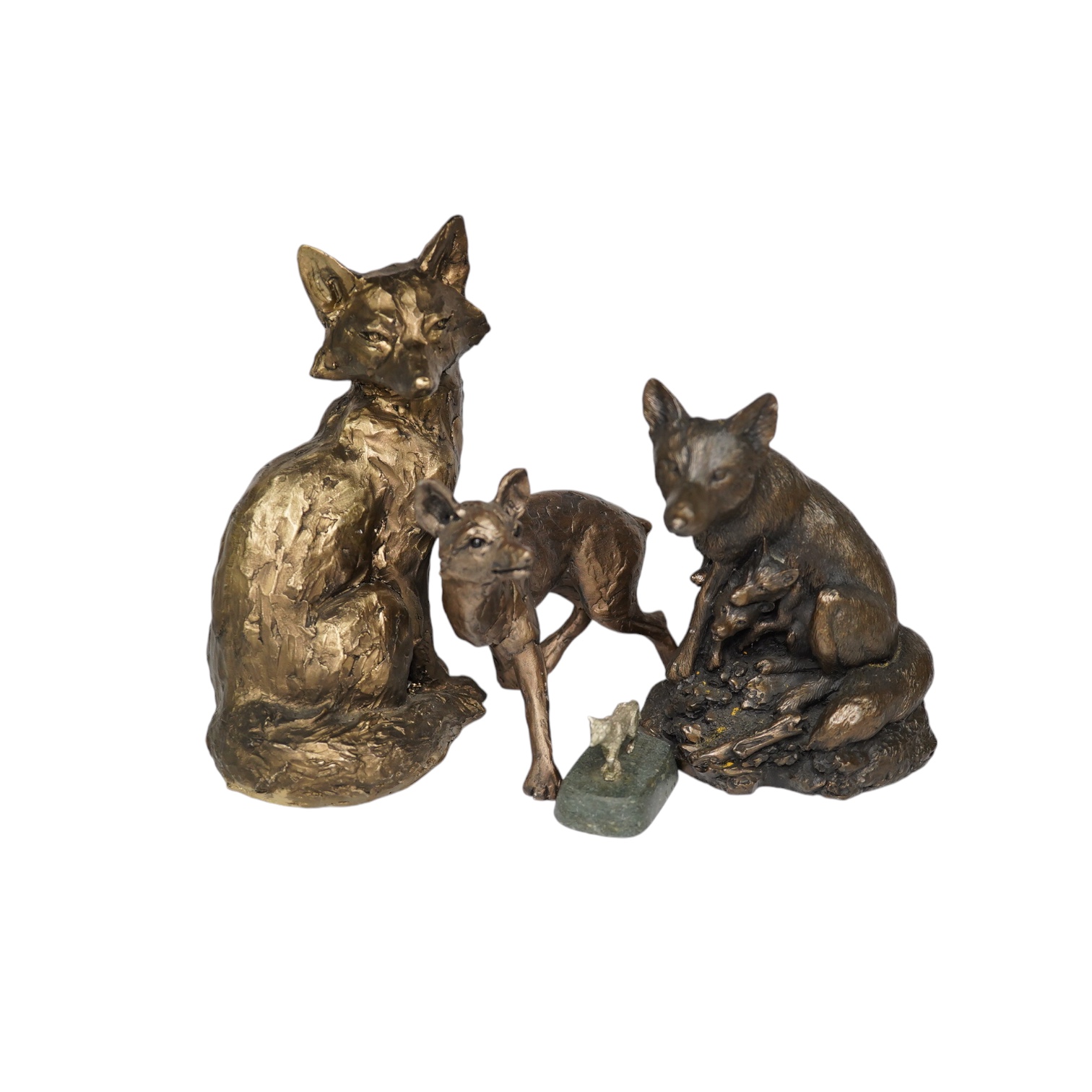 A group of silver plated, pewter and metal style models of foxes including car mascots, together with a Walter Bosse for Herta Baller model of a mouse. Condition - varies